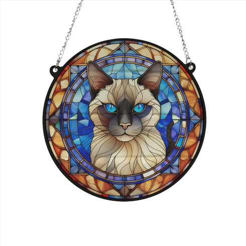 Cat Siamese Stained Glass Effect Suncatcher